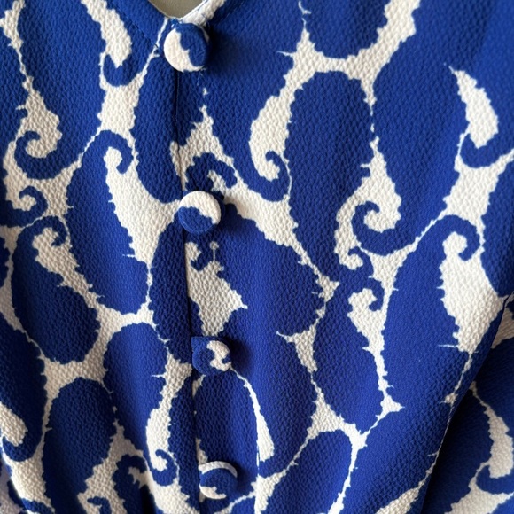 Talbots Vivid Blue and White Patterned Midi Dress - Picture 6 of 9